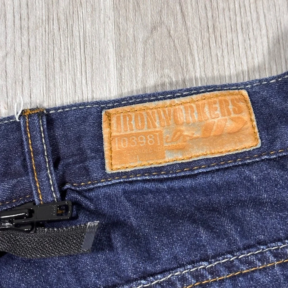 Iron Workers 10398 Mens Motorcycle Riding Jeans Blue Denim Straight Leg Size 40